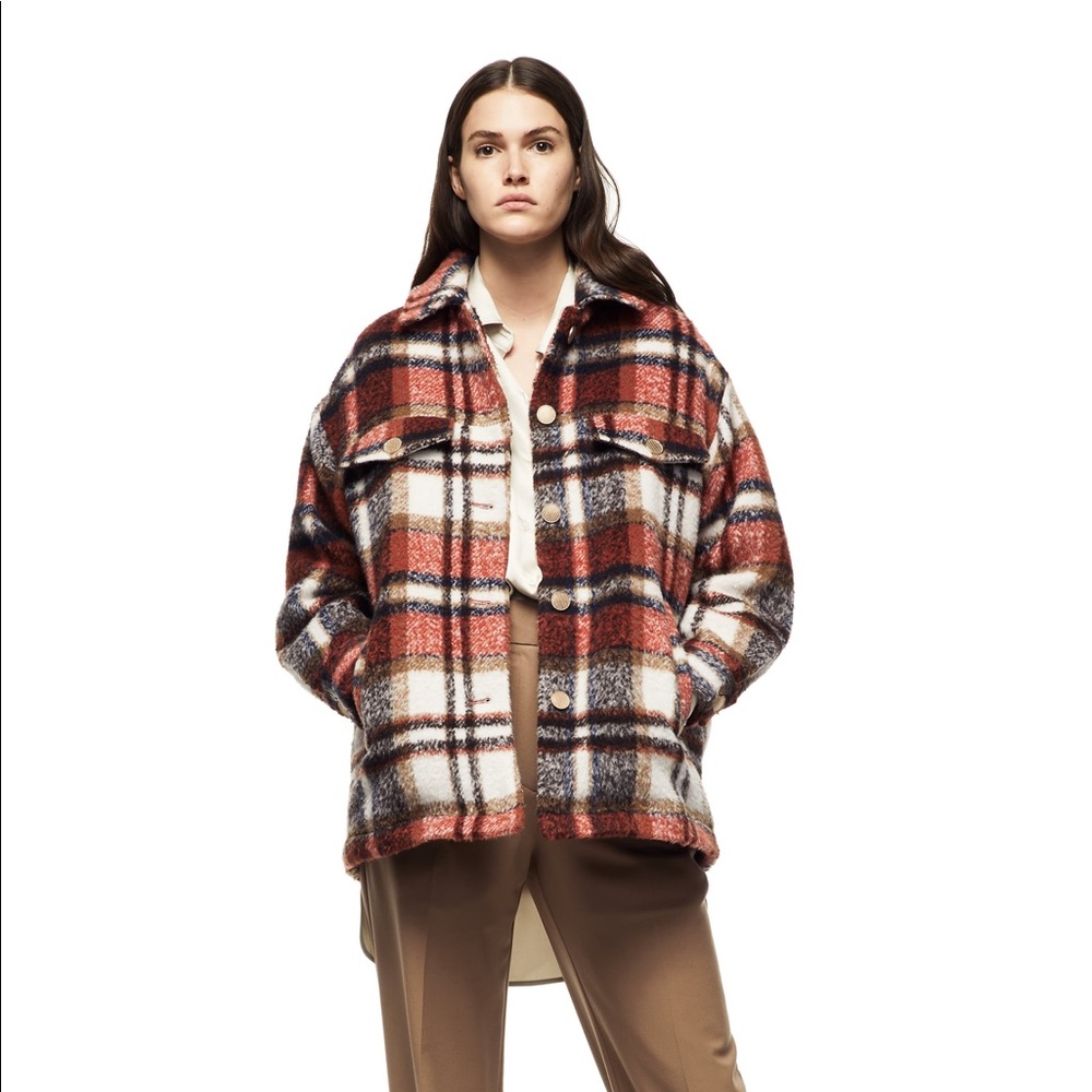 NWT Zara Plaid Wool Jacket sz XL